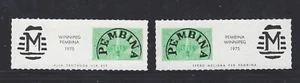 Canada 1975 Local  Post  Winnipeg to Pembina pair , MNH $12 - Picture 1 of 1