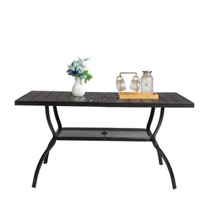 Patio Dining Table Metal Rectangular Outdoor Table for 6 Person Porch Lawn - Picture 1 of 12
