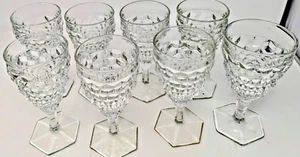8 Fostoria American Goblet Water Cube Hexagon Foot Clear Glass vintage wines - Picture 1 of 5