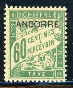 ANDORRA ANDORRE (French) MLH: Scott #J5 60c Green Postage Due CV$34+ - Picture 1 of 1