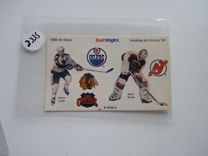 VINTAGE  HOCKEY KRAFT STICKER CARD SEAN BURK KEVIN LOWE ALL STAR   NO2235