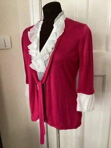 PER UNA TOP STILIERT ALS ROSA STRICKJACKE/WEISSER KRAGENMANSCHETTEN GRÖSSE 12 - Bild 1 von 5