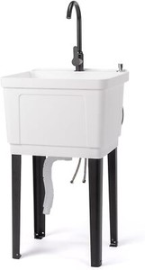 Utility Sink Laundry Tub with Stainless Steel Faucet for Warehouses / Gardens