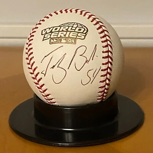 Tedy Bruschi 54 Signed 2004 World Series MLB Baseball Auto NFL Patriots Football - Picture 1 of 3