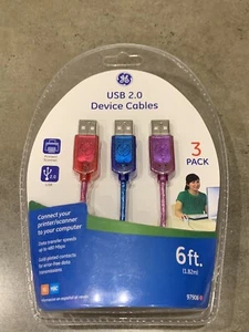 GE USB 2.0 Device Cables (3 Pack) – #HO97906 – New/Sealed - Picture 1 of 2