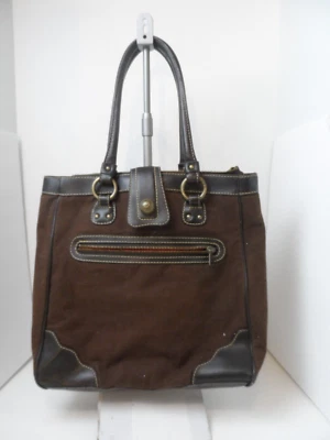 Vtg. Gap Jeans 1969 Brown Canvas/Leather Shoulder Tote Shopper Bag 16 x 14 x 4 - Image 1 of 4