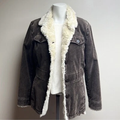 Jaqueta Courdoroy Feminina Vintage Marrom Estilo Anos 70 Acabamento de Pele Sintética - Imagem 1 de 3