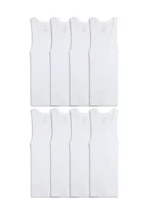 Fruit of the Loom Boys' Tagless White Tank Tops, Pack of 8, Size Small 6-8 - Picture 1 of 1