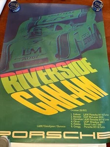 Original Vintage Porsche Car Race Poster 1972 Riverside Can-Am George Follmer - Picture 1 of 7