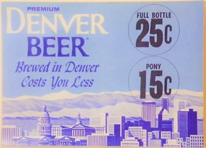 Premium Denver Beer paper pricing card -bottle - priced- Denver skyline- vintage - Picture 1 of 1