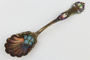 Antique Fancy Sterling Silver, Enamel Spoon - Unique! - Picture 1 of 2