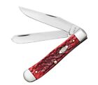 Case XX Trapper Pocket Knife Carbon Steel Blades Dark Red Jigged Bone Handle