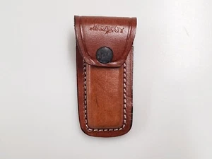 Funda para cuchillo de bolsillo de cuero de 4 pulgadas hecha a mano estuche vertical funda color marrón - Imagen 1 de 5