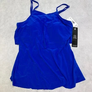 NWT Magicsuit Shirt Womens 14 Cobalt Blue Spaghetti Strap Halter Neck Tank Top - Picture 1 of 9