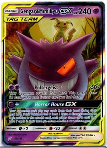 GENGAR & MIMIKYU TAG TEAM GX 2019 POKEMON TEAM UP #53/181 FULL ART! SIEHE SCANS! - Bild 1 von 6