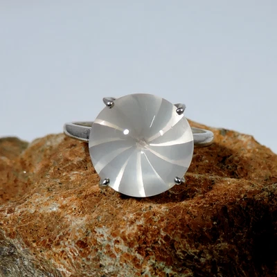 925 Sterling Silver Rose Quartz Gemstone Ring Fine Silver Ring Wedding Ring l343 - Image 1 of 4