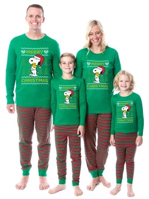 Peanuts Christmas Ugly Sweater Tight Fit Cotton Matching Family Pajama Set - Image 1 of 3