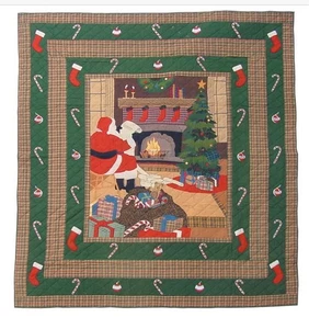 Patch Magic Quilt Queen Santa By The Fireside Christmas + Table Runner - Picture 1 of 17