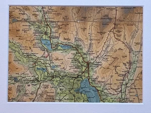 Grasmere, Ambleside, Troutbeck 1957 Bartholomew's Mounted Map FREE POSTAGE - Picture 1 of 9