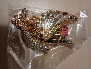 Betsey Johnson Halskette mit Anhänger Strass Vogel Friedenstaube - Bild 1 von 1