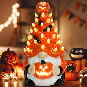 Keramik Baum mit Kürbis Fledermaus - Vintage orange Halloween Wichtel - Bild 1 von 11