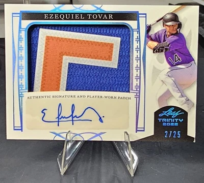 2022 Leaf Trinity Ezequiel Tovar Auto Patch /25 RC Colorado Rockies Prospect - Image 1 of 2
