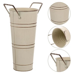 Contenedor de arreglos de cubo de flores de hojalata retro jarrones florales de hierro rústicos - Imagen 1 de 12