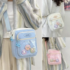 Canvas Women Crossbody Bag Small Square Bag for Badge Small Card Display - Picture 1 of 12