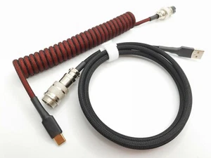 Custom Coiled USB C aviator Cable Ducky Mechanical Keyboards (Samurai) - Picture 1 of 5
