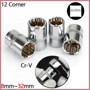 12 Poin Socket Set Spline Socket 1/2" Square Drive Ratchet Socket Cr-V 8mm~32mm - Picture 1 of 12