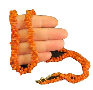 Polished ~ BRANCH CORAL NECKLACE ~ 32" Graduated Beads 46 Grams - Picture 1 of 6