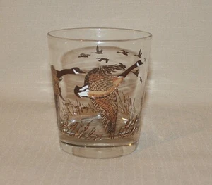 4" großer doppelter altmodischer Glasbecher Libbey Flug Gänse Vögel - Bild 1 von 6