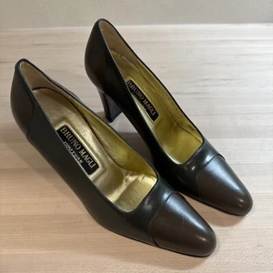 Bruno Magli decolte donna tg 6 tacco bronzo nero pelle italiana vintage nuove con scatola - Foto 1 di 16