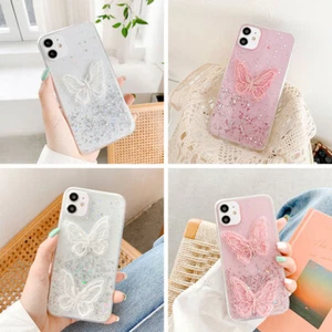IPhone 11 Hülle Cover Stickerei Schmetterling Glänzende Glitzer Silikonhülle Neu - Bild 1 von 14