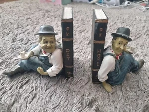Vintage Laurel and Hardy Bookends Signed by Peter Mook Home Decor Collectors - Picture 1 of 17