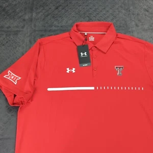 Texas Tech Red Raiders Polo Shirt Under Armour Red Short Sleeve Men XL Big 12 - Picture 1 of 9