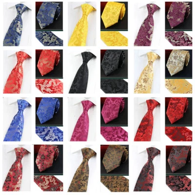 Men High Grade Floral Dragon Necktie Wedding Party Formal Wide Tie Chinese Style - image 1 of 3