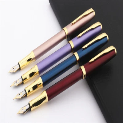 Pluma Estilográfica y Convertidor de Metal Yiren 3657, Plumín Fino, Borde Dorado, 4 Colores Foto 1 de 4