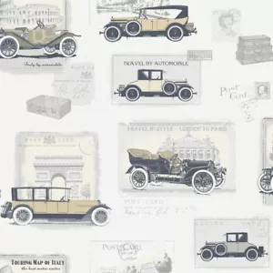 Essener Tapete Nostalgie G56136 Oldtimer Autos cremeweiß bunt Vlies - Bild 1 von 2