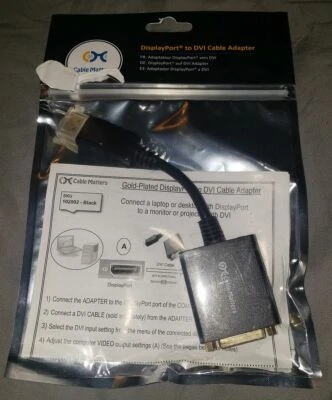 Cable Matters Gold Plated DisplayPort to DVI Male to Female Adapter NEW SEALED - Image 1 of 2
