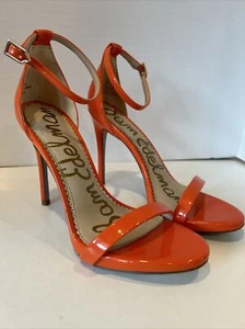 Sam Edelman Ariella Ankle Strap Sandal Stiletto Heels in Orange - 7 Faux Leather - Picture 1 of 5