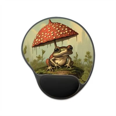 Frog and mushroom Mouse Pad With Wrist Rest | Nature Mousepad - Image 1 of 3