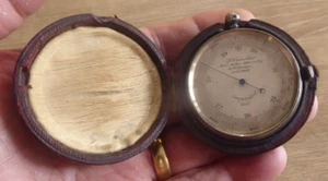 ANTIQUE 19TH CENTURY COMPENSATED SILVER POCKET BAROMETER - Picture 1 of 10