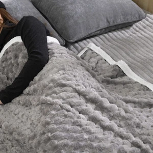 Double-sided Milk Fleece Warm Throw Over Soft Sofa Bed Blanket Plush Mattress UK - Picture 1 of 20