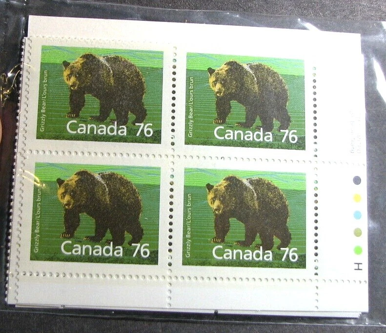 Canada Inscription Block Stamp Scott# 1178 Grizzly Bear (note) 1987-91 MNH L528 - Image 1 of 1