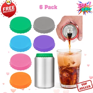 6X Silicone Soda Can Cover Top Lid Beer Beverage Juice Can Cover Drink Protector - Picture 1 of 7