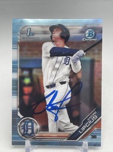 2019 Bowman Chrome Andre Lipcius Sky Blue Refractor BDC108 Detroit Tigers Signed