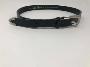 Cinturón de cuero negro vintage mediano hebilla plateada John Meyer para mujer 1464 - Imagen 1 de 4