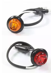 Remolque camión con marcador lateral de 3/4" bala ámbar y rojo luces LED redondas espacio libre - Imagen 1 de 1