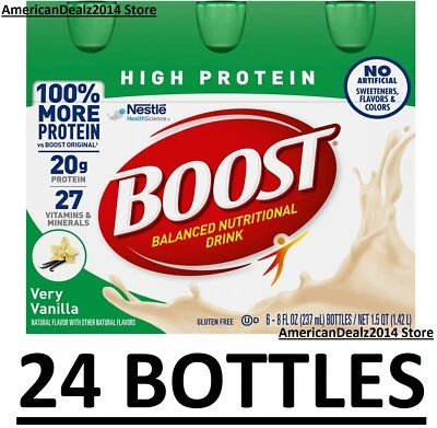 Bebida nutricional alta en proteínas BOOST, muy vainilla 8 fl. OZ ELIGE 6 o 24 unidades Foto 1 de 4